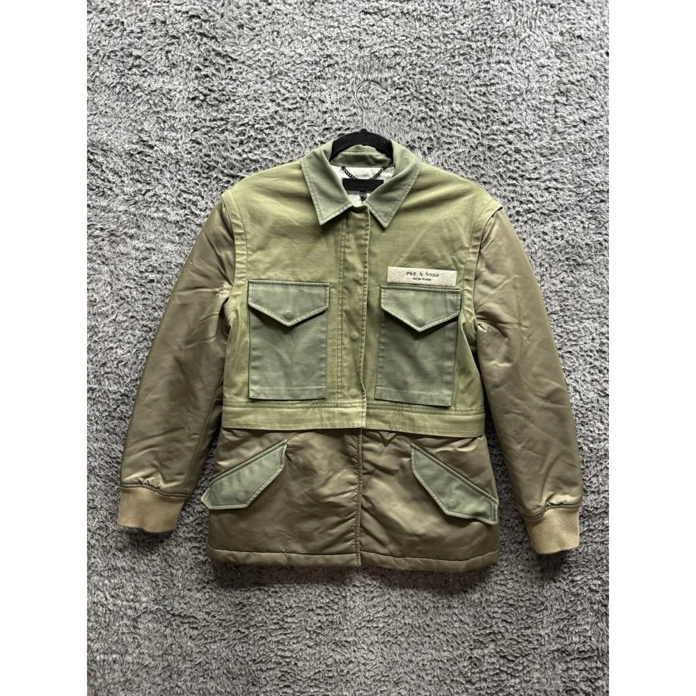 $595‎ Rag & Bone Green Modular Convertible (Vest) Field Jacket Size XS